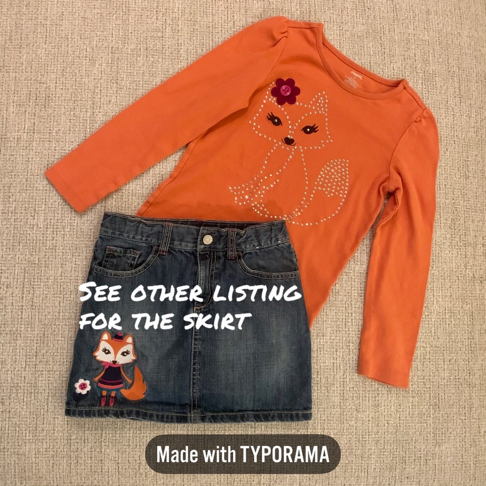 Gymboree orange fox long sleeved top (coordinating skirt in different listing)